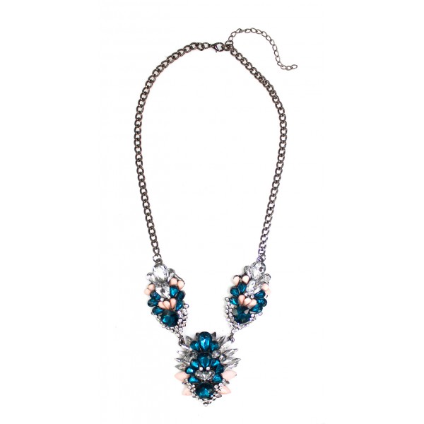 'Hoshi' Sapphire & Blush Marquise Cluster Statement Necklace Pre-order